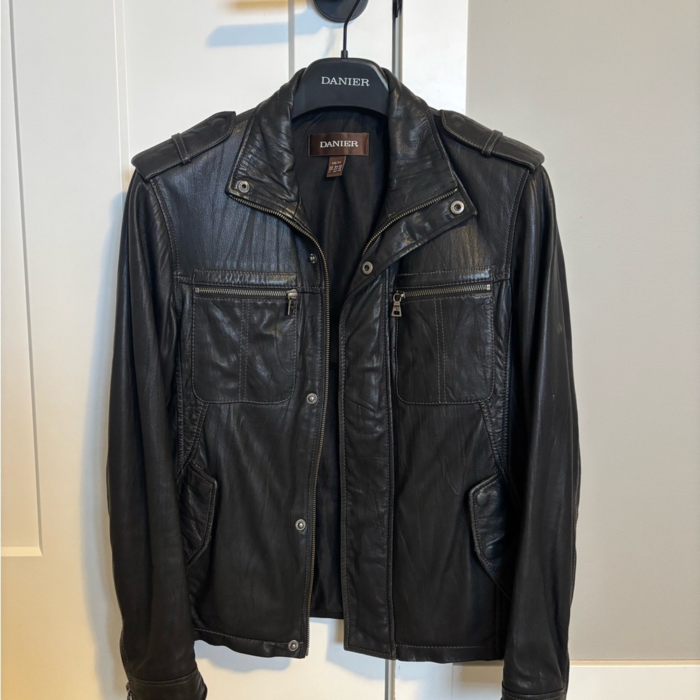 Danier Dark Black Leather Jacket